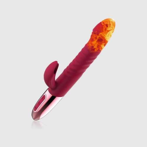 Thrusting Telescopic Gspot Rabbit Vibrator in Red